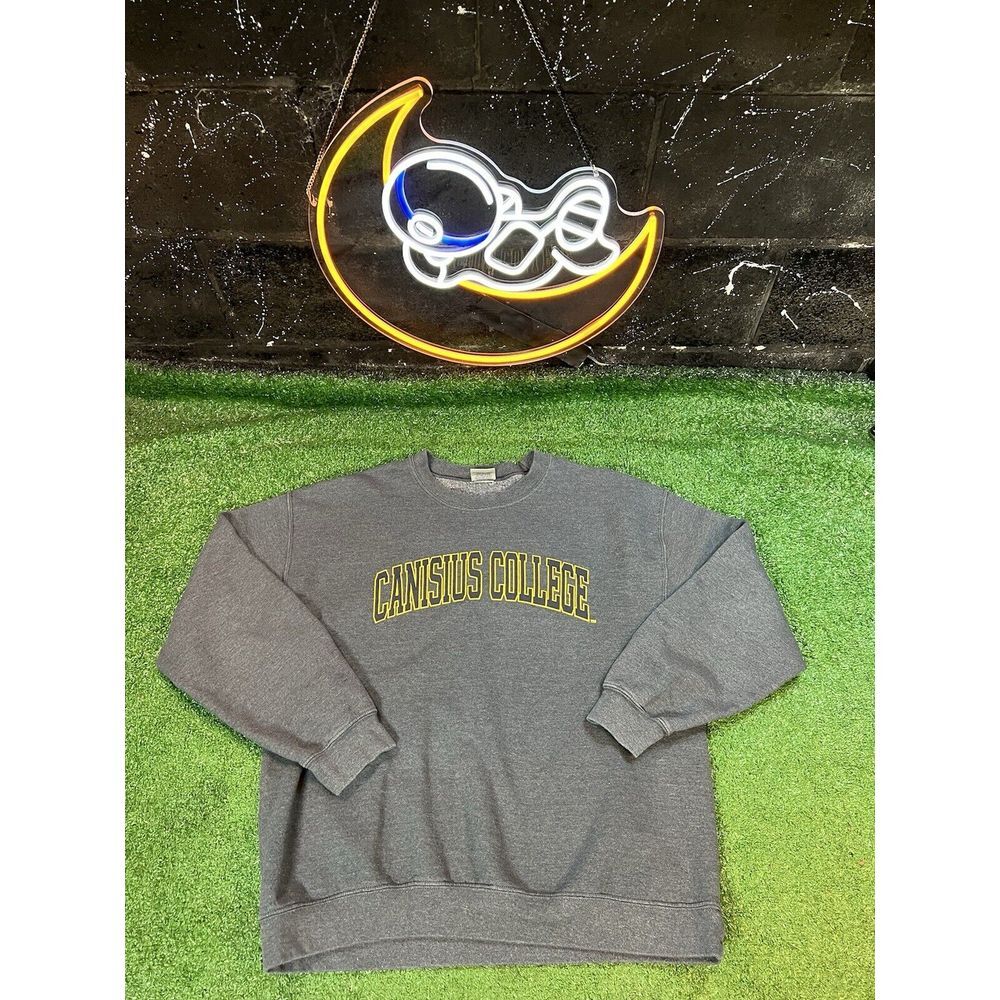 Vintage MV Sport Canisus College Gray Mens Crewneck Sweatshirt Size‎ L Y2K
